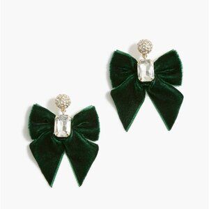 J.Crew Factory Velvet Bow Crystal Statement Earrings